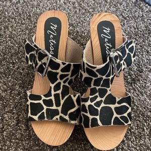 Animal print clog heel